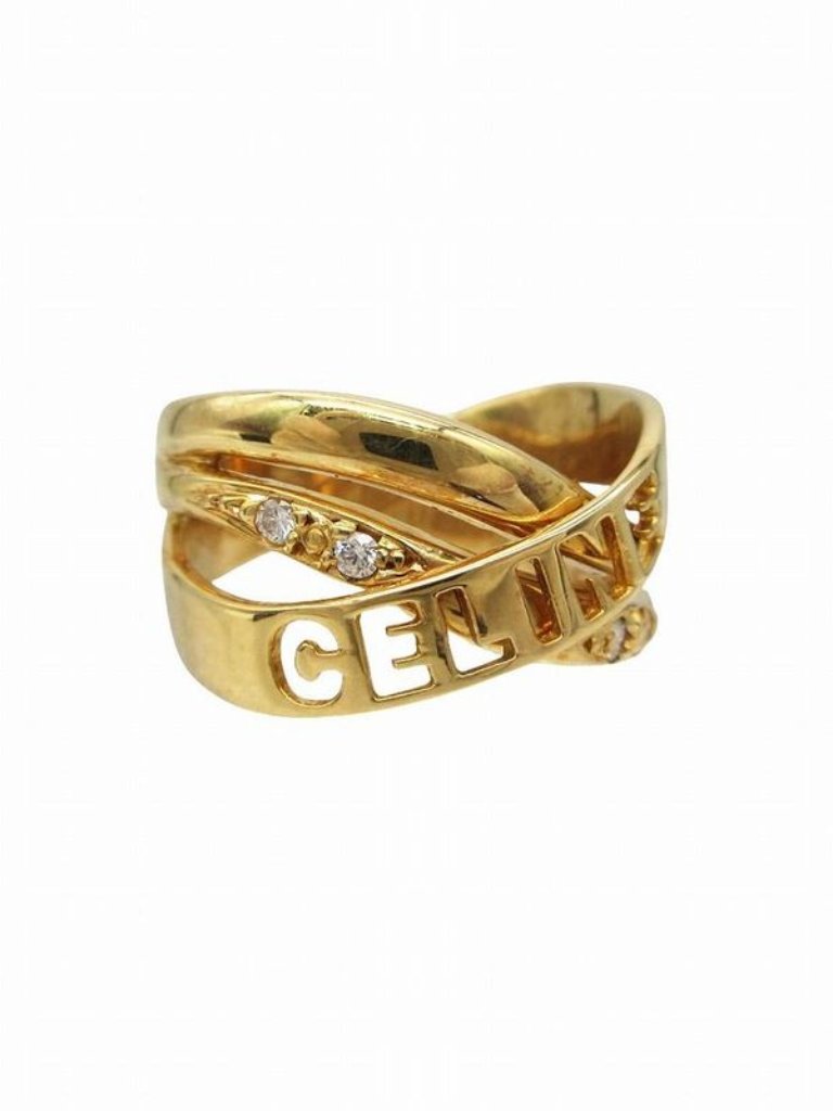 Celine Diamond 18k Yellow Gold 750 Logo Ring